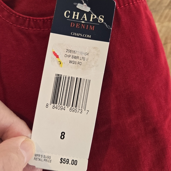 New Wagon Red Straight Jeans Sz 8 Chaps Slimming Fit - Picture 5 of 5